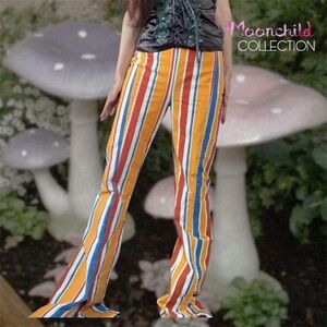 Hippie Free People Orange La Paz Striped Wide Leg Pants